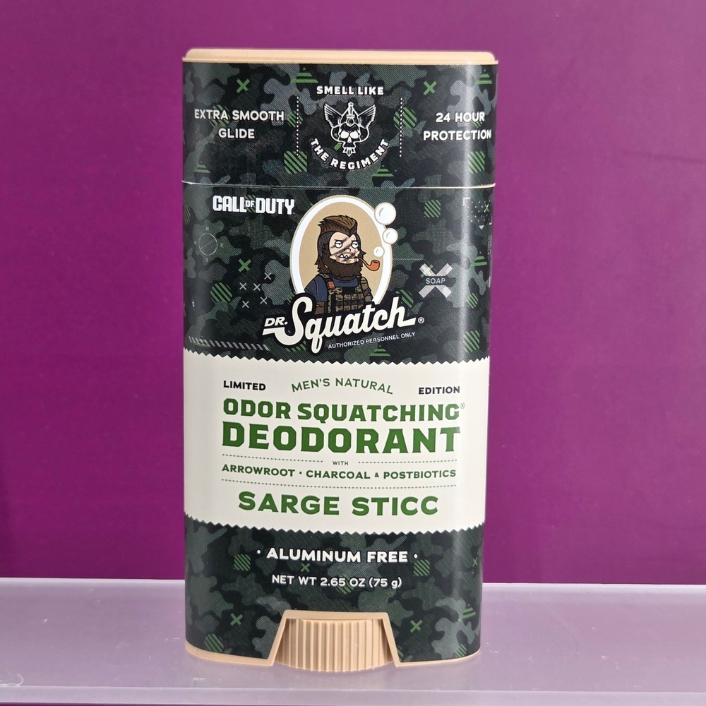 Dr Squatch Deodorant Mens 2 65oz Sarge Sticc Call of Duty Camo Aluminum Free